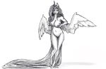  anthro big_breasts breasts equid equine female folded_wings genitals gingersnaps_(oc) hand_on_breast hasbro hi_res horn long_tail mammal my_little_pony navel nude pussy simple_background sketch snickerlewdles solo spread_wings standing unguligrade_anthro white_background winged_unicorn wings 