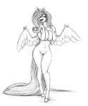  anthro big_breasts breasts equid equine female genitals gingersnaps_(oc) graphite_(artwork) hasbro hi_res horn looking_aside mammal my_little_pony navel nude pencil_(artwork) pussy simple_background sketch snickerlewdles solo spread_wings traditional_media_(artwork) unguligrade_anthro white_background winged_unicorn wings 