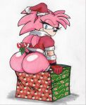  amy_rose anthro balls black_clothing black_panties black_thong black_underwear bottomwear butt candy candy_cane christmas christmas_clothing christmas_headwear christmas_present christmas_sweater christmas_topwear classic_amy_rose classic_sonic_(universe) clothed clothing dessert eulipotyphlan female food fur genitals gloves handwear hat headgear headwear hedgehog hi_res holidays mammal mistletoe panties pink_body pink_fur plant red_clothing red_gloves red_hairband red_handwear red_ribbon santa_hat sega short_tail snowflake snowman solo sonic_the_hedgehog_(series) sweater thong tight_bottomwear tight_clothing tight_panties topwear underwear vampiricpig wedgie white_balls 