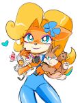  &lt;3 activision coco_bandicoot crash_bandicoot_(series) cute_expression dingodile doctor_n._gin eyelashes female flower hair hi_res long_hair male male/female plant ponytail smile video_games 