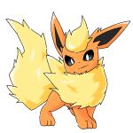  3_toes ambiguous_gender eeveelution feet feral flareon fur hi_res looking_at_viewer nintendo orange_body pok&eacute;mon pok&eacute;mon_(species) pupils simple_background solo toes video_games white_background white_pupils yellow_body yellow_fur ちゃば 