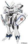  absurdres clenched_hand five_star_stories highres led_mirage mahjong mahjong_tile mecha mortar_headd no_humans parody peter_(peter6409) redesign science_fiction signature solo standing visor white_background 