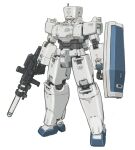  beam_rifle energy_gun gun gundam gundam_08th_ms_team gundam_ez8 holding holding_gun holding_shield holding_weapon kuroboshi_kouhaku looking_ahead mecha mobile_suit radio_antenna redesign shield solo standing weapon white_background 