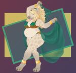  anklet anthro belly belly_dancer big_belly blonde_hair bones_(deermary) bra bracelet chubby_female clothed clothing dancing deermary female hair harem_outfit hi_res holding_clothing holding_object hyaenid jewelry leucistic long_hair mammal navel paws pregnant pregnant_female ring_(jewelry) slightly_chubby solo spots spotted_hyena thick_thighs tongue tongue_out translucent translucent_clothing underwear yellow_eyes 