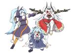  3girls animal_hood black_gloves blush cyclops_princess_(last_origin) dixie_cup_hat dragon_ball dragon_ball_z dress full_body gauntlets ginyu_force ginyu_force_pose gloves gothic_lolita hair_intakes hat highres hood last_origin light_blue_hair lolita_fashion long_hair lrl_(last_origin) mannungei mary_janes military_hat multiple_girls o3o open_mouth pantyhose parody pose print_eyepatch red_eyes rose_eyepatch sailor_collar sailor_dress sailor_hat shoes silver_hair smile striped striped_legwear sweatdrop tachi_(artificial_hero) trait_connection twintails two_side_up very_long_hair white_background white_legwear yellow_eyes 