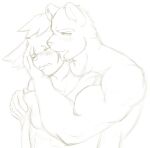  2015 anthro athletic athletic_anthro athletic_male biceps blush duo embrace face_lick fingers five_nights_at_freddy&#039;s five_nights_at_freddy&#039;s_3 golden_freddy_(fnaf) hug hugging_from_behind lagomorph leporid licking male male/male mammal monochrome muscular muscular_anthro muscular_male nukde rabbit scar scottgames sketch springtrap_(fnaf) standing teeth tongue tongue_out ursid video_games 