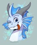  2021 blue_eyes digital_media_(artwork) dragon headshot_portrait hi_res horn icelectricspyro looking_at_viewer portrait simple_background spines tongue 