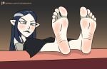  5_toes blush body_blush disney feet feet_up female foot_blush foot_focus heterochromia hi_res humanoid humanoid_feet humanoid_pointy_ears lilith_clawthorne mammal mrchasecomix not_furry solo the_owl_house toes witch_(the_owl_house) 