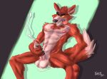  2021 abs anthro balls black_nose bodily_fluids canid canine claws cum cumshot digital_media_(artwork) dipstick_tail ejaculating_cum ejaculation erection eye_patch eyewear finger_claws fingers five_nights_at_freddy&#039;s fox foxy_(fnaf) fur genital_fluids genitals hi_res humanoid_genitalia humanoid_penis male mammal markings masturbation muscular muscular_anthro muscular_male navel nipples nude pecs penis prometheusblack red_body red_fur scottgames simple_background solo tail_markings teeth tongue tongue_out video_games 