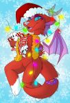  2021 anthro candy candy_gore canid canine canis christmas claws clothing dessert digital_media_(artwork) dragon female fingers food fur grumpy_griffin_creations hair hat headgear headwear hi_res holding_object holidays horn hybrid looking_at_viewer mammal nude open_mouth simple_background smile solo tongue wings wolf 
