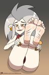  blush body_blush disney eda_clawthorne feet foot_blush foot_focus grey_hair hair hi_res humanoid humanoid_feet looking_at_viewer mammal mrchasecomix not_furry soles the_owl_house witch_(the_owl_house) 