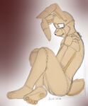  2015 anthro bodily_fluids crying digital_media_(artwork) feet fingers five_nights_at_freddy&#039;s five_nights_at_freddy&#039;s_4 fur grey_eyes lagomorph leporid long_ears male mammal multicolored_body multicolored_fur nukde plushtrap_(fnaf) rabbit scottgames sharp_teeth short_tail simple_background sitting solo stitch_(sewing) tan_body tan_fur tears teeth toes two_tone_body two_tone_fur video_games zipper 