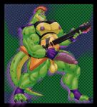  2021 abstract_background alligator alligatorid alternate_version_at_source animatronic anthro balls barazoku big_muscles big_pecs big_penis black_border border bracelet claws clothing crocodilian erection eyebrows eyewear fingerless_gloves five_nights_at_freddy&#039;s five_nights_at_freddy&#039;s:_security_breach footwear genitals gloves guitar hair handwear harness hi_res holding_guitar holding_object huge_muscles huge_penis humanoid_genitalia humanoid_penis hunnipanda jewelry looking_at_viewer machine male mohawk montgomery_gator_(fnaf) muscular musical_instrument nipples non-mammal_balls non-mammal_nipples nude pecs penis playing_guitar playing_music plucked_string_instrument quads reptile robot scalie scottgames shoulder_pads simple_background smile solo spiked_bracelet spikes standing string_instrument sunglasses teeth thick_penis thick_thighs toeless_footwear vein video_games 