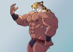  abs absurd_res anthro balls biceps big_muscles bulge clothing felid for_a_head furious_(artist) genitals guin guin_saga hi_res human hybrid leopard looking_at_hand male mammal muscular muscular_anthro muscular_male nipples pantherine pecs solo standing thong underwear veiny_muscles 