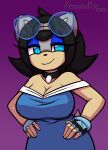  absurd_res clothing domestic_cat dress eyeshadow eyewear fan_character felid feline felis female glasses hi_res invalid_tag large_chest looking_at_viewer makeup makia mammal sega sketchy_skylar solo sonic_the_hedgehog_(series) 