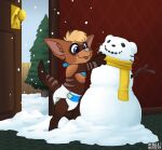  anthro baby building diaper domestic_ferret gremlin hi_res infantilism inside invalid_tag male mammal mustela mustelid musteline snow snowman solo toddler trouble true_musteline young 