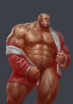  6suan beard christmas clothed clothing facial_hair hi_res holidays humanoid male muscular muscular_male nipples orc partially_clothed red_clothing solo vein 