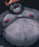  2021 anthro belly big_belly bovid bovine cape_buffalo chief_bogo disney hi_res male mammal moobs navel nipples obese obese_male overweight overweight_male simple_background solo uniparasite zootopia 