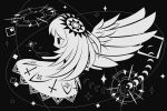  1girl angel_wings black_eyes chibi cobalta colored_skin eyebrows_visible_through_hair fallen_angel from_side long_hair looking_away original solo white_hair white_skin wings 