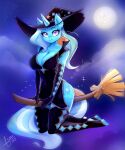  absurd_res anthro anthrofied big_breasts blue_body breasts broom cleaning_tool cleavage clothed clothing equid equine friendship_is_magic hasbro hi_res horn magic_user mammal mrscurlystyles my_little_pony trixie_(mlp) unicorn witch 