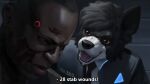  2019 android anthro black_body black_fur black_nose black_skin blood bodily_fluids border_collie brown_eyes canid canine canis clothed clothing collie connor_(detroit) detroit:_become_human digital_media_(artwork) domestic_dog duo english_text fully_clothed fur geewolf herding_dog hi_res human lite_(character) machine male mammal multicolored_body multicolored_fur necktie pastoral_dog robot sheepdog stressed text text_on_clothing text_on_topwear topwear two_tone_body two_tone_fur white_body white_fur white_text 