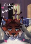  &lt;3 absurd_res anthro canid canine cuckold cunnilingus dialogue disney duo female female_pov first_person_view fox gideon_grey hi_res infidelity judy_hopps lagomorph leporid lettuceoncat male male/female mammal nick_wilde oral rabbit sex text vaginal zootopia 