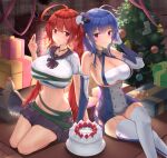  5girls :d absurdres animal_ears antenna_hair ass azur_lane bare_legs bare_shoulders barefoot black_hair black_legwear black_sailor_collar black_skirt blue_hair blush braid breast_curtains breasts buttons cake china_dress chinese_clothes christmas_tree cleavage_cutout clothing_cutout commentary crop_top crossed_legs double-breasted dress elbow_gloves embarrassed fang fangs feet flower food from_below fruit garter_straps gift gloves gradient_hair green_ribbon grey_dress hair_flower hair_ornament half_gloves hand_in_hair hand_on_own_thigh highres honolulu_(azur_lane) honolulu_(umbrella_girl)_(azur_lane) horns huge_breasts i-168_(azur_lane) i-19_(azur_lane) long_hair looking_at_viewer looking_down medium_breasts merry_christmas midriff miniskirt multicolored_hair multiple_girls navel no_shoes official_alternate_costume one-piece_swimsuit open_mouth pelvic_curtain photo_(object) pleated_skirt purple_eyes red_eyes red_hair revealing_clothes ribbon ribbon_between_breasts sailor_collar school_swimsuit seiza sheer_clothes shirt short_sleeves side_braid simple_background sirius_(azur_lane) sirius_(azure_horizons)_(azur_lane) sitting skirt sleeveless sleeveless_dress small_breasts smile solo st._louis_(azur_lane) strawberry suzuran_(su-pai) swimsuit symbol-shaped_pupils tail thighhighs toes very_long_hair white_background white_garter_straps white_gloves white_hair white_legwear white_shirt white_swimsuit x_hair_ornament yuri 