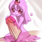  :p artist_request cute erection goo_girl kawaii koonago looking_at_viewer minigirl monster_girl nude penis pink_hair pink_skin purple red_eyes slime smile source_request third_eye tongue tongue_out transparent uncensored 