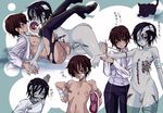  bandage bandages black_hair boy brown_hair code_geass cum high_heels kururugi_suzaku lelouch_lamperouge male male_focus mouse multiple_boys necrophilia penis sex shiraishi_asuka shoes short_hair sweat thighhighs uncensored yaoi zombie 