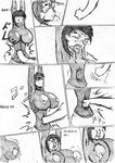  belly_punch bodysuit huge_breasts lactation milk skin_tight spandex through_clothes violence yuuxxx 