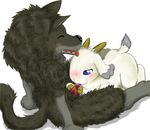  fellatio furry gabu gabu_(arashi_no_yoru_ni) goat mei mei_(arashi_no_yoru_ni) no_humans oral white_background wolf yaoi 