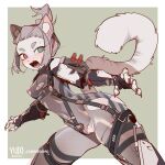  anthro blush bodily_fluids breasts clothing domestic_cat felid feline felis female genitals heterochromia hi_res mammal nipples pussy solo sweat torn_clothing yuio 