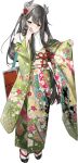  1girl floral_print full_body green_kimono hoshiakari_(c2_kikan) i-47_(kancolle) japanese_clothes kantai_collection kimono official_alternate_costume official_art transparent_background 