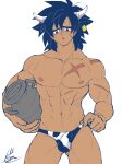  1boy abs animal_ears animal_print bara black_eyes black_hair briefs broly_(dragon_ball_super) bulge chinese_zodiac cow_boy cow_ears cow_horns cow_print cowboy_shot dark-skinned_male dark_skin dragon_ball dragon_ball_super gureshi_db highres horns kemonomimi_mode large_pectorals male_focus male_underwear male_underwear_pull medium_hair muscular muscular_male navel nipples pectorals print_male_underwear pulled_by_self solo spiked_hair stomach thick_eyebrows thick_thighs thighs topless_male underwear underwear_only year_of_the_ox 
