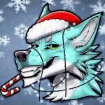 animated anthro canid canine canis christmas domestic_dog feral fox holidays icon lightblue male mammal newyear portrait solo wolf zhekathewolf ztw2023 ztw2024