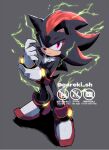  1boy animal_ears animal_nose artist_name black_fur closed_mouth electricity furry furry_male gareki_sh gloves gold_bracelet hedgehog hedgehog_boy hedgehog_ears hedgehog_tail looking_at_viewer red_eyes red_fur shadow shadow_the_hedgehog shoes simple_background solo sonic_(series) sonic_the_hedgehog_(film) tail two-tone_fur white_gloves 