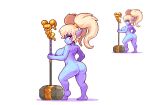  big_breasts big_butt blue_body blue_skin breasts butt digital_media_(artwork) female hair hammock league_of_legends nipples noscium pigtails pixel_(artwork) poppy_(lol) purple_eyes riot_games short_stack solo video_games white_hair yordle 