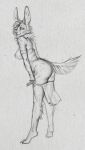 2022 anthro big_breasts breasts butt claws clothing digitigrade felid feline female hi_res inner_ear_fluff looking_at_viewer lynx mammal marmoratus nipples nude open_mouth short_tail simple_background sketch solo tail toe_claws traditional_media_(artwork) tuft undressing white_background