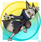 action_pose anthro black_body black_fur brown_body brown_eyes brown_fur canid canine dreamworks female fox fur grey_body grey_fur kung_fu_panda mammal pose solo zhen_(kung_fu_panda) ziegelzeig