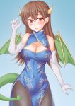  1girl alternate_costume anti_(untea9) blue_dress breasts chinese_zodiac cleavage dragon_girl dress highres kantai_collection large_breasts ooi_(kancolle) pantyhose solo year_of_the_dragon 