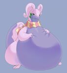 2023 ambiguous_gender anthro belly big_belly generation_6_pokemon goodra green_eyes hand_on_stomach hi_res huge_belly looking_at_viewer morbidly_obese morbidly_obese_ambiguous morbidly_obese_anthro mostly_nude nintendo obese obese_ambiguous obese_anthro overweight overweight_ambiguous overweight_anthro pokemon pokemon_(species) scarf scarf_only simple_background smile solo standing tail xeniyy