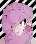 anthro betty_sheep_(smokedsoul35) bovid caprine digital_media_(artwork) domestic_sheep eyeshadow female fur hair hi_res makeup mammal nude pink_body pink_fur pink_hair sheep simple_background smile smokedsoul35 solo star text wool_(fur)