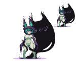  digital_media_(artwork) female genitals green_body green_hair hair league_of_legends navel noscium pixel_(artwork) purple_eyes pussy riot_games shadow short_stack solo vex_(lol) video_games yordle 