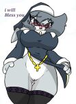 anthro big_breasts blush breasts disney eyewear female glasses nun pace-maker sibling sister solo thick_thighs violet_hopps zootopia 
