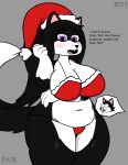 absurd_res anthro bikini black_body black_fur black_hair black_nose breasts brother_(lore) brother_and_sister_(lore) canid canine canis christmas christmas_bikini chubby_female clothing female fur hair hi_res holidays male male/female mammal paladyart98 sibling_(lore) sister_(lore) swimwear tail thick_thighs white_body white_fur wolf
