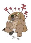 anthro ashigara asian_clothing bear belly brown_body brown_fur bulge canid canine canis cellphone clothing domestic_dog duo east_asian_clothing electronics embrace fundoshi fur hikoero777 hug hugging_from_behind humor japanese_clothing lifewonders male male/male mammal musclegut nipples pecs phone smartphone tokyo_afterschool_summoners underwear yasuyori