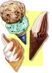  baskin-robbins food food_focus ice_cream ice_cream_cone kaneko_ryou mint_chocolate no_humans original soft_serve sparkle still_life waffle_cone 