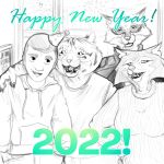 absurd_res anthro benjamin_ratterman canid canine canis celebration digital_drawing_(artwork) digital_media_(artwork) felid female fox friends group hi_res holidays human male mammal new_year new_year_2022 pantherine tiger wolf 
