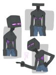  2018 anthro black_body bottomwear clothing collage denim denim_clothing deuzion enderman endertwinks hi_res jeans male markings microsoft minecraft mojang pants purple_eyes purple_markings shirtless shirtless_male solo video_games xbox_game_studios 