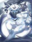 absurd_res anthro big_breasts black_body black_fur bovid breasts canid canine canis caprine duo featureless_crotch female fur hi_res kindred_(lol) lamb_(lol) league_of_legends mammal mask riot_games sheep user_cpsf8285 white_body white_fur wolf wolf_(lol)